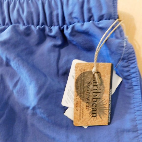 Caribbean Swimwear Shorts Trunks XL Blue Mesh Lining Elastic Waist NEW - Picture 5 of 8